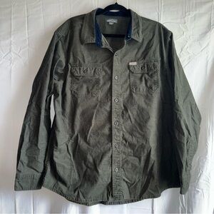 Eddie Bauer Button‎ Up Corduroy Casual Shirt XL Hunter Green